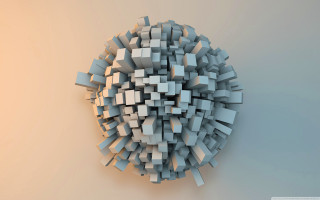 Sphere of cubes image display - orange background free wallpaper