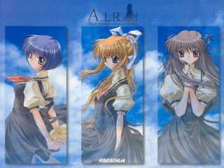 Anime girls blue sky long - a dress free wallpaper