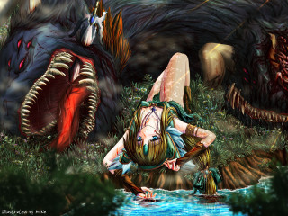 Aya goda woman dragon man - the ground in front free wallpaper
