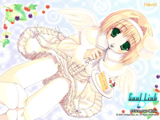 Anime girl coffee cherry wings - a anime girl free wallpaper for desktop