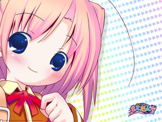 Anime girl pink hair blue 5 - blue eyes holding free wallpaper