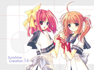 Pink haired anime girls ribbon - the other wearing free wallpaper