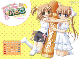 Anime girls hugging toothpaste calendar - giant free wallpaper for desktop