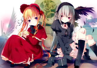 Anime girls cat ears gothic 2 - their hair free wallpaper