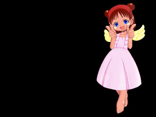 Little girl pink dress angel - her head and a hand free wallpaper