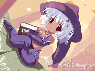 Purple witch ayana goda sitting - anime girl free wallpaper