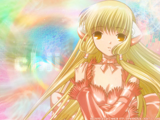 Blonde girl pink dress rainbow - anime visual free wallpaper