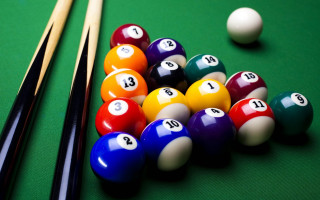 Pool table cues balls green - a pool table free wallpaper