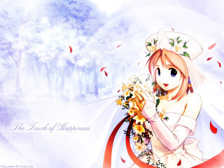 Woman white dress flower bouquet 2 - a white dress holding free wallpaper