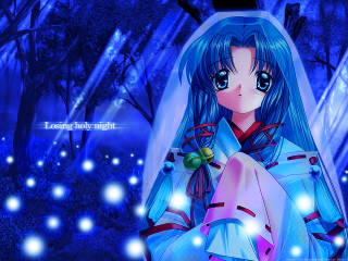Blue haired anime girl forest - blue hair free wallpaper