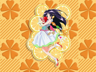 Girl doll lemon flower portrait - a flower in the background free wallpaper