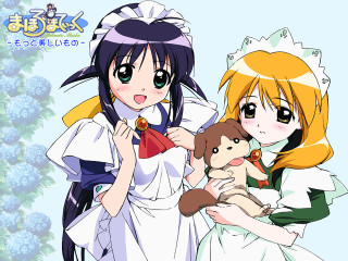 Anime girls teddy bear blue - a detailed drawing free wallpaper for desktop