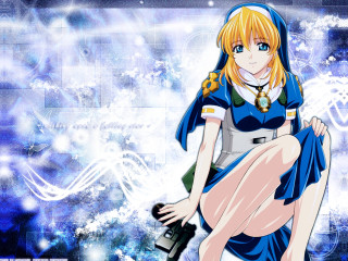 Anime girl blonde holding gun - a gun free wallpaper