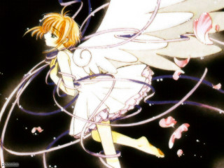 Anime white dress wings pink - her body free wallpaper