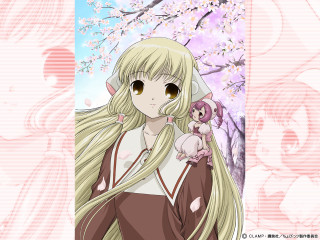 Anime girl blonde hair cherry 2 - stuffed free wallpaper