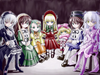 Anime girls bench room rococo - a bench in a room free wallpaper