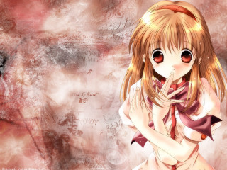 Anime girl blonde hair cherry - her chest free wallpaper