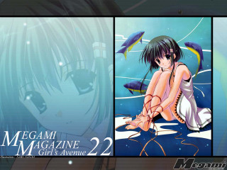 Girl sitting blue background fish - magazine free wallpaper