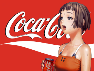 Coca cola woman holding can - ultra realistic digital art free wallpaper
