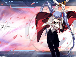 Anime bluehair twintails cape cherryblossoms - a anime character free wallpaper for desktop