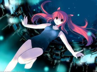 Pink haired girl floating anime - leg free wallpaper for desktop