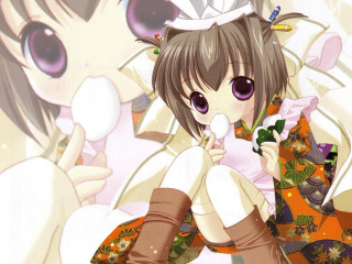 Girl flower lollipop bunny netart - a girl in a dress holding free wallpaper for desktop