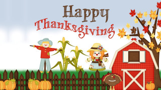 Thanksgiving scarecrow farm red barn - free holidays wallpaper