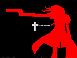 Woman gun cross red silhouette - anime visual free wallpaper