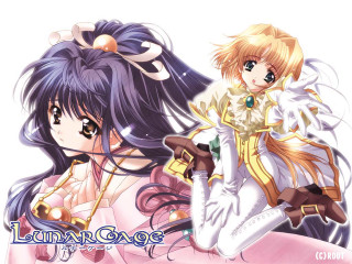 Anime girls white dress rococo - key art free wallpaper