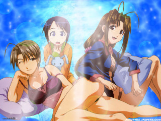 Three anime girls cat bikini - their lap free wallpaper