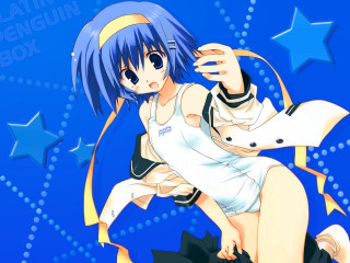 Blue hair girl holding star - a star free wallpaper