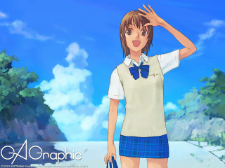 Girl schooluniform surprised bag blue - a girl in a school uniform holding free wallpaper