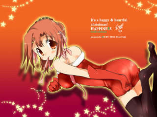 Girl red dress starry christmas - a white star free wallpaper