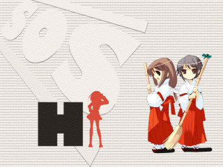 Anime characters h miko broom - a broom free wallpaper