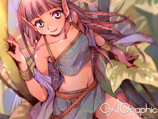Pink haired elf sword girl - a blue dress holding free wallpaper