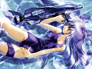 Purple dress woman gun jet - a purple dress holding free wallpaper