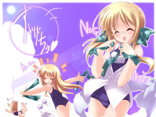 Anime girls siblings blonde ears - short skirt free wallpaper