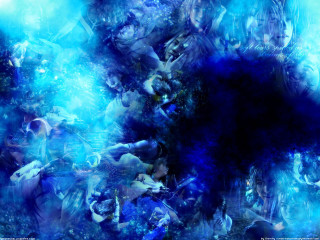 Blue black abstract people aurora - amano free wallpaper