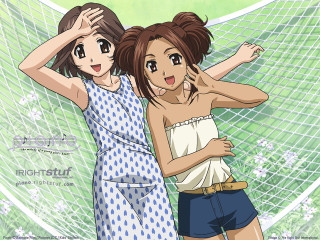 Two women net flowers poster - young free wallpaper