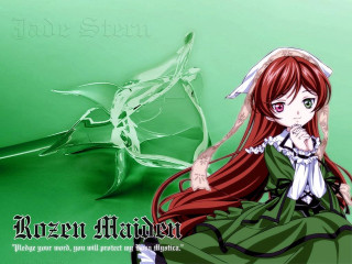 Anime girl red hair green 2 - a green surface free wallpaper