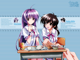 Two girls school uniform coffee - a desk free wallpaper