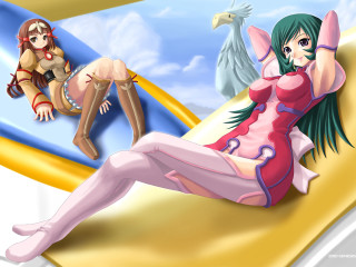 Pink surfing woman bird anime - a pink outfit free wallpaper