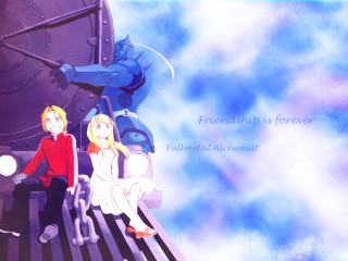 Traincar couple sitting bluesky anime - a sky background behind them free wallpaper