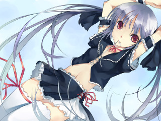 Anime girl long hair red 4 - a red ribbon free wallpaper