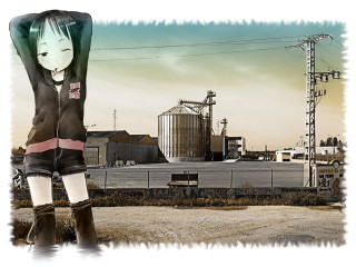 Girl black pink giantess factory - the air in front free wallpaper