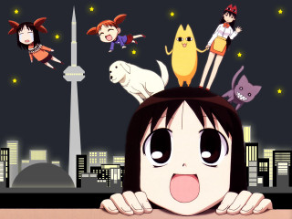 Girl cats city magic anime 2 - magical free wallpaper for desktop