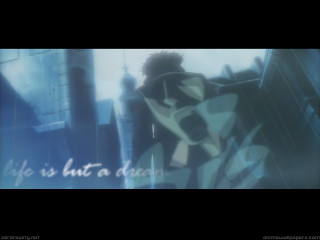 Rainy city swordman dreamy blue - life free wallpaper