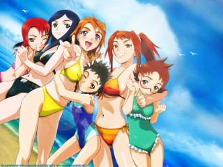 Beach girls bathing suits anime 2 - a group of girls free wallpaper