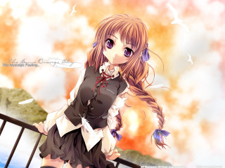 Long hair girl bridge bird - overhead in the sky free wallpaper