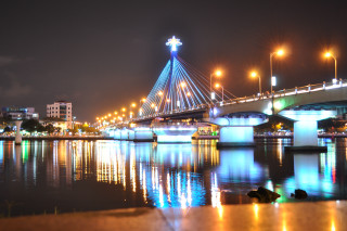 Bridge water night lights city 19 - a bridge free wallpaper